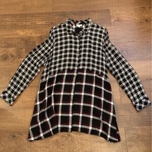 J. Jill Plaid Tunic Button Down Shirt w/ Pockets Preppy Classic Women’s S